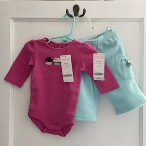New old stock *vintage* Gymboree cupcake onesie and pants 0-3 sweet tooth line